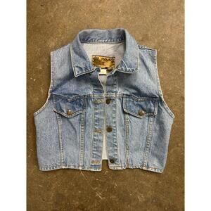 Vintage Weathervane Jeans Denim Vest  Light Wash Western USA Made Grunge 90s